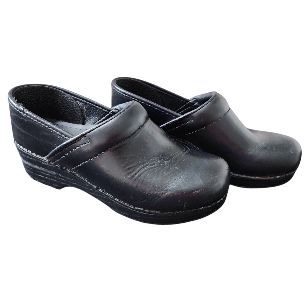 DANSKO Slip On Leather Black Clog Mule Shoes Size 38 Nursing Career Medical Work